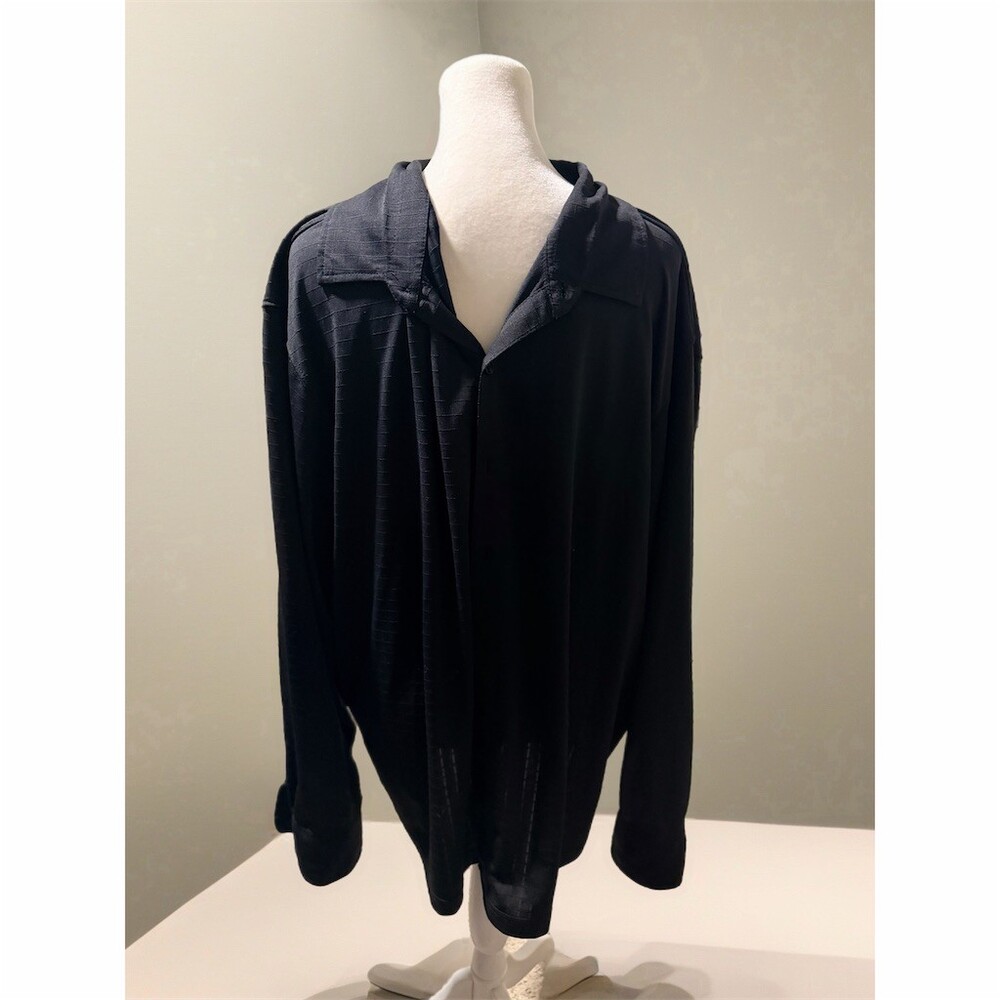 George Men's Hooded Pullover Shirt Black Striped Long Sleeve Size 2XL